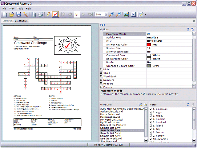 Crossword Factory Screenshot